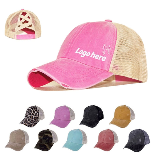 Washed Ponytail Mesh Cap
