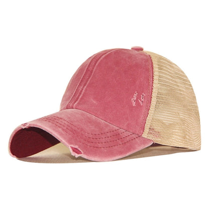 Washed Ponytail Mesh Cap