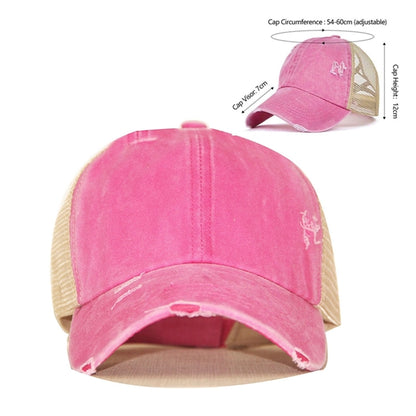 Washed Ponytail Mesh Cap