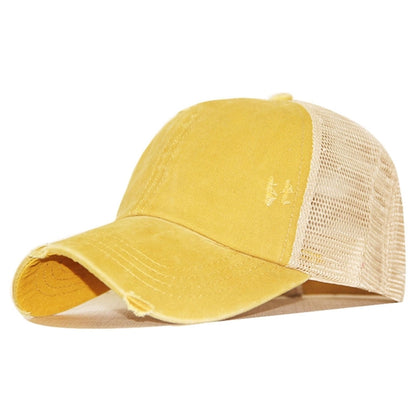 Washed Ponytail Mesh Cap