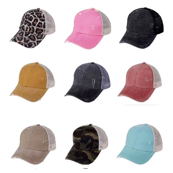 Washed Ponytail Mesh Cap