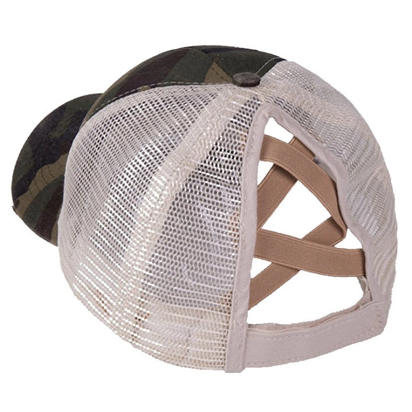 Washed Ponytail Mesh Cap
