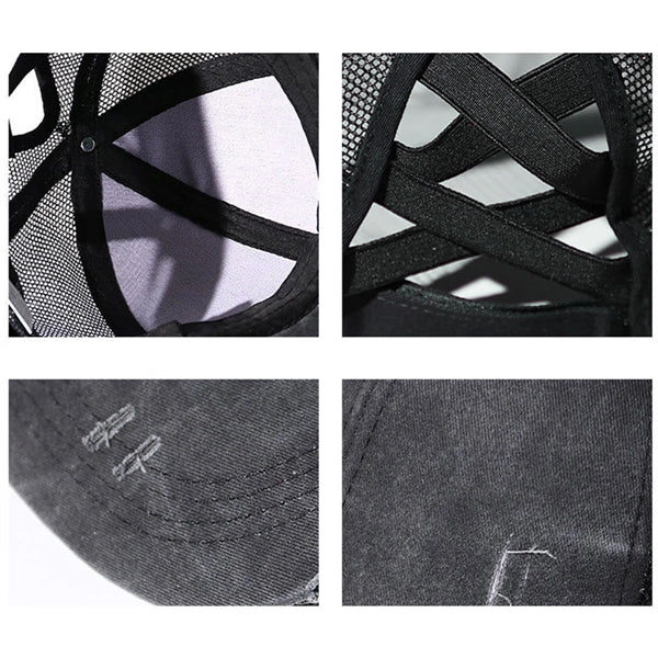 Washed Ponytail Mesh Cap