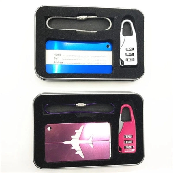 Coded Lock With Aluminium Luggage Tag Gift Box Set