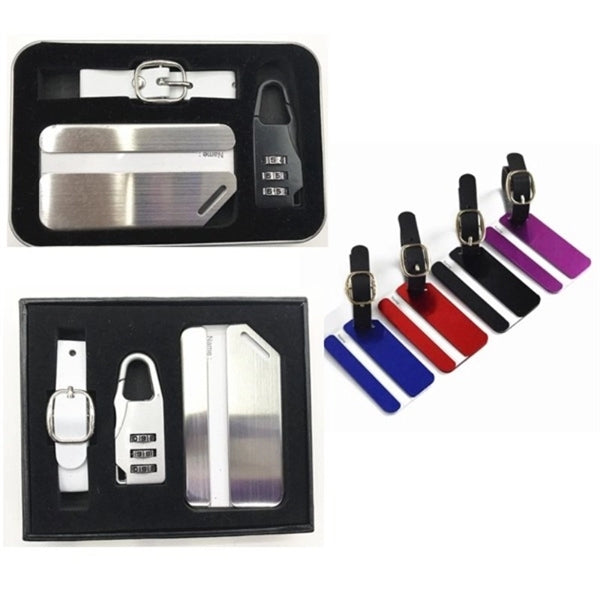 Coded Lock With Aluminium Luggage Tag Gift Box Set