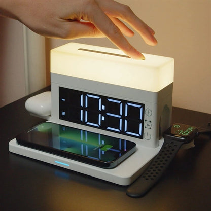 3 in 1 Wireless Charging Station,with Alarm Clock and Light