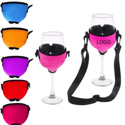Hands Free Neoprene Wine Glass Holder w/Lanyard