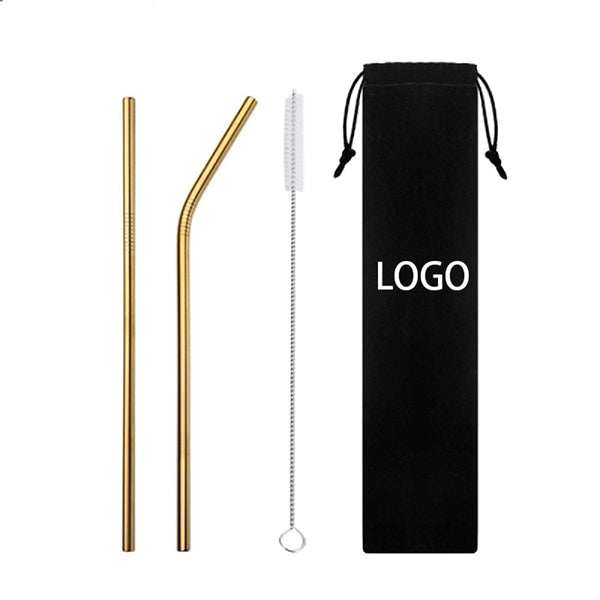 Colorful Drinking Straw Set with Velvet bag