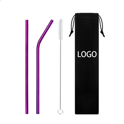 Colorful Drinking Straw Set with Velvet bag