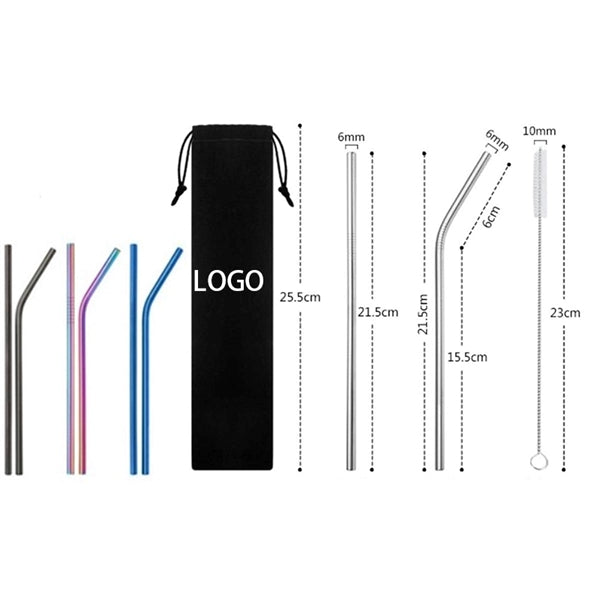 Colorful Drinking Straw Set with Velvet bag