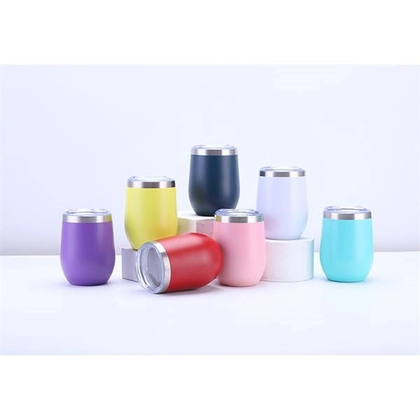 12 Oz Engraved Stainless Steel Wine Cup With Lid Can Cooler