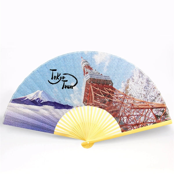 Custom Printed Floding Hand Bamboo Paper Cloth Fan