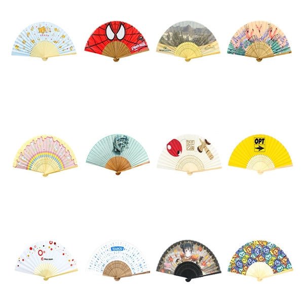 Custom Printed Floding Hand Bamboo Paper Cloth Fan