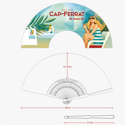 Custom Printed Floding Hand Bamboo Paper Cloth Fan