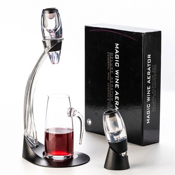 Deluxe Pourer and Decanter Tower Stand Set