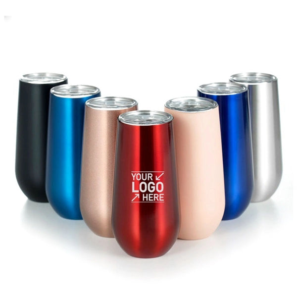 6 Oz Stemless Insulated Wine Tumbler Champagne Flutes