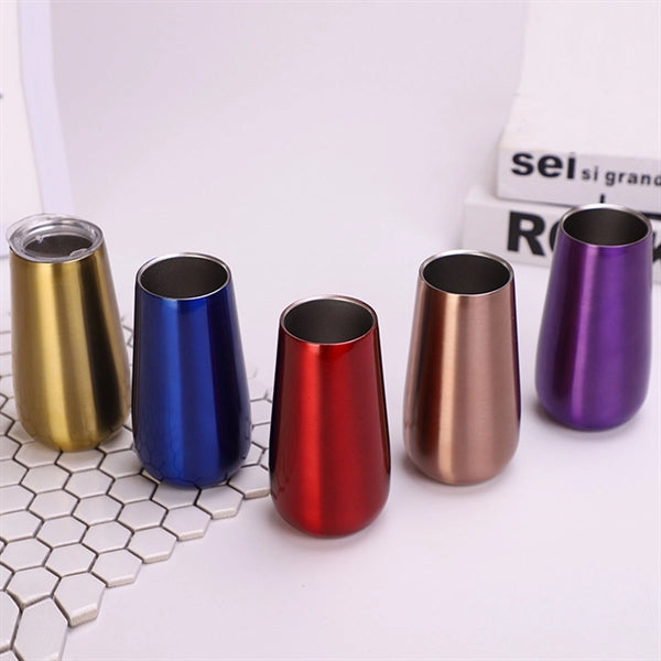 6 Oz Stemless Insulated Wine Tumbler Champagne Flutes