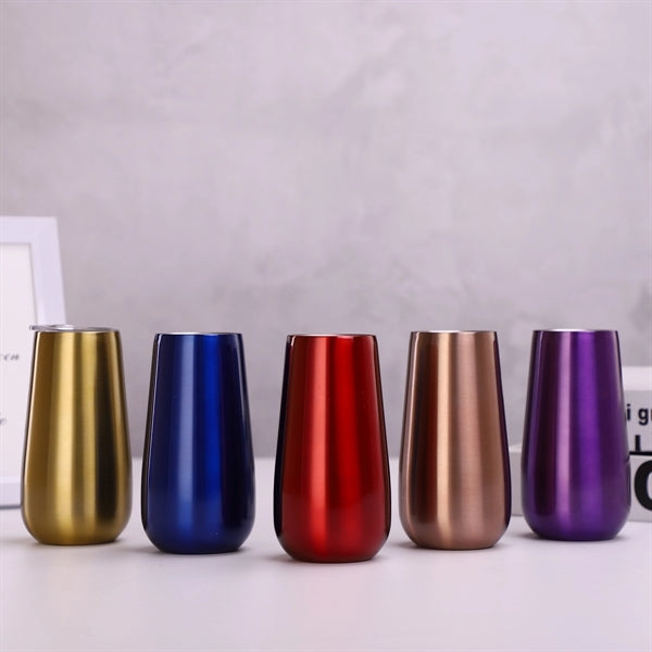 6 Oz Stemless Insulated Wine Tumbler Champagne Flutes