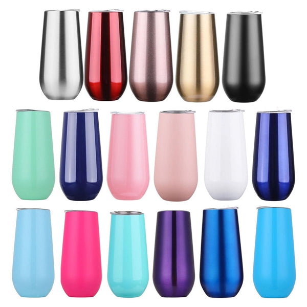 6 Oz Stemless Insulated Wine Tumbler Champagne Flutes