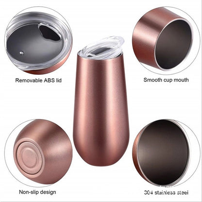 6 Oz Stemless Insulated Wine Tumbler Champagne Flutes