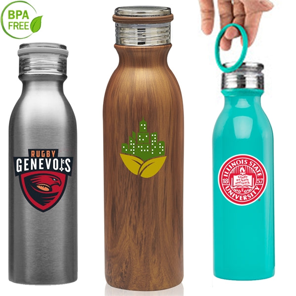 20 oz. BPA free Stainless Steel Sports Bottle w/ carry loop