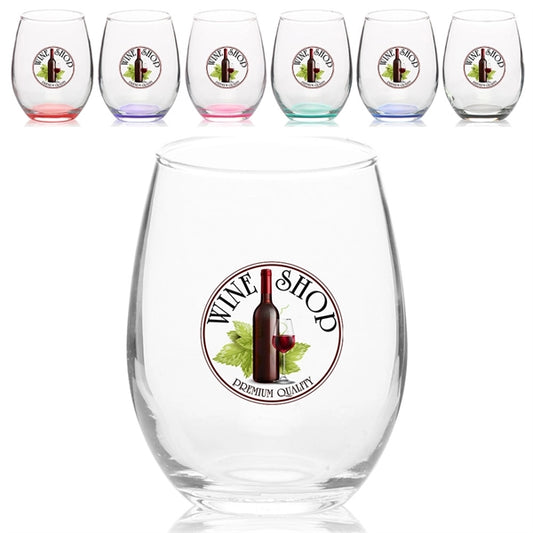 9 oz. Stemless Etched Wine Glasses