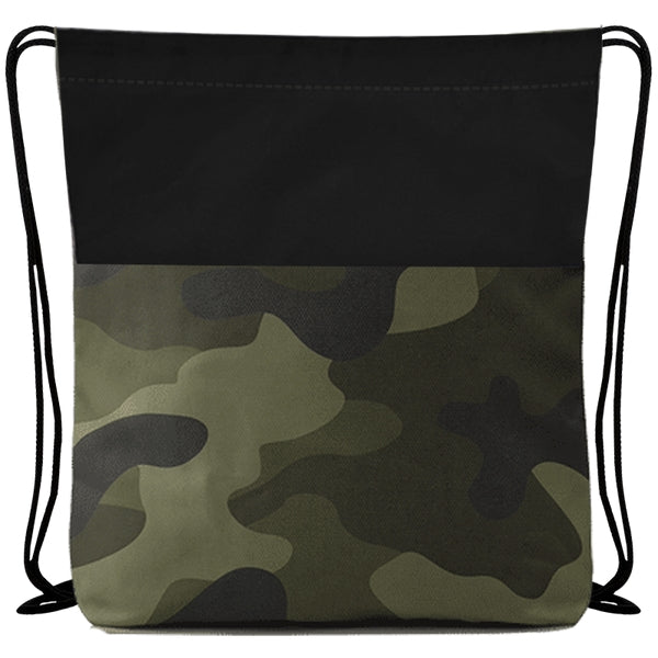 Budget Custom Colored Camo Drawstring Tote Bag