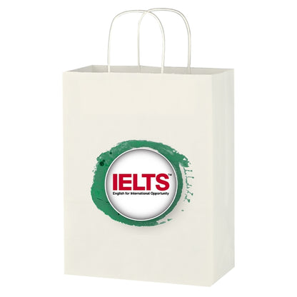 Budget Custom Kraft Paper White Shopping Bags-10-x-13 - BG
