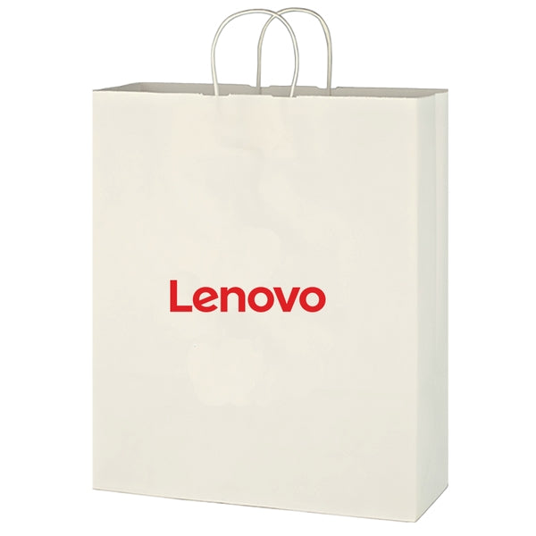 Budget Custom Kraft Paper White Shopping Bag-16" x 19"