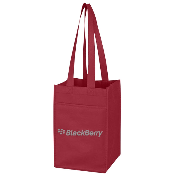 Budget Custom Non Woven 4 Bottle Wine Tote Bag-BG
