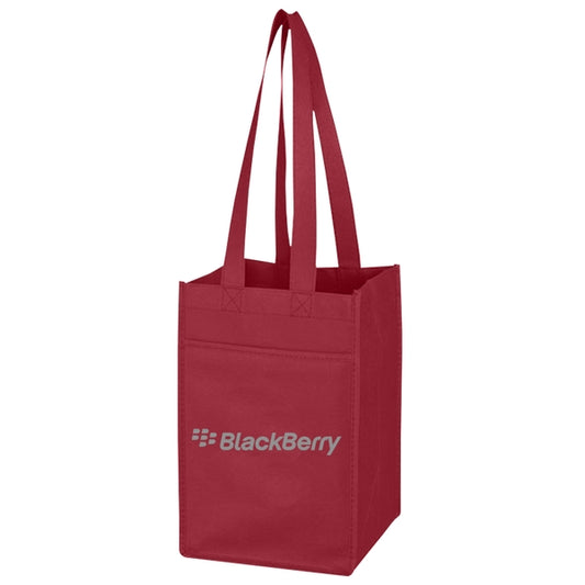Budget Custom Non Woven 4 Bottle Wine Tote Bag-BG