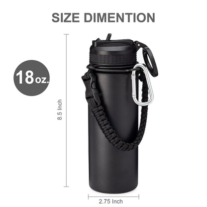 18oz.Stainless Vacuum Insulated Bottle w/ Paracord,Straw,Lid