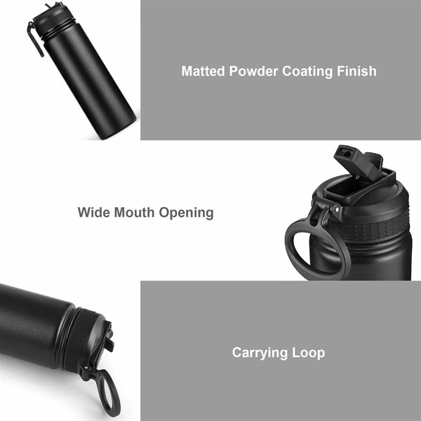 18oz.Stainless Vacuum Insulated Bottle w/ Paracord,Straw,Lid
