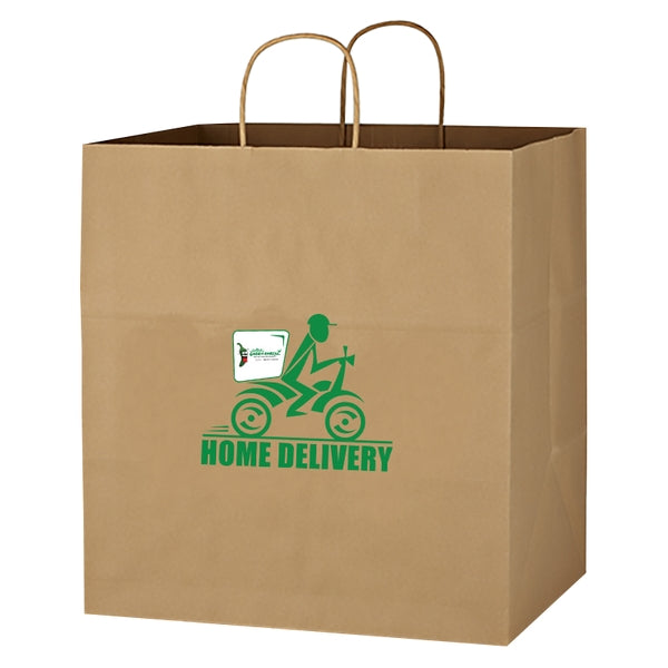 Budget Custom Kraft Paper Brown Shopping Bags - 14-x-15