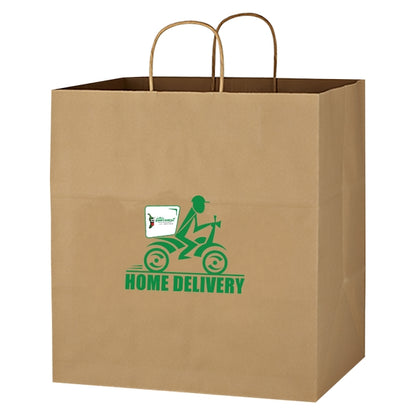Budget Custom Kraft Paper Brown Shopping Bags - 14-x-15