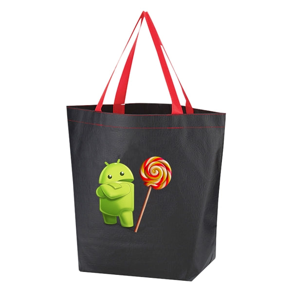 Budget Custom Non-Woven Leather Look Tote Bag