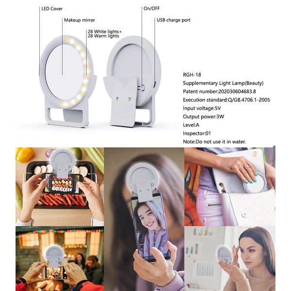 Rechargeable Selfie Ring Light with Mirror