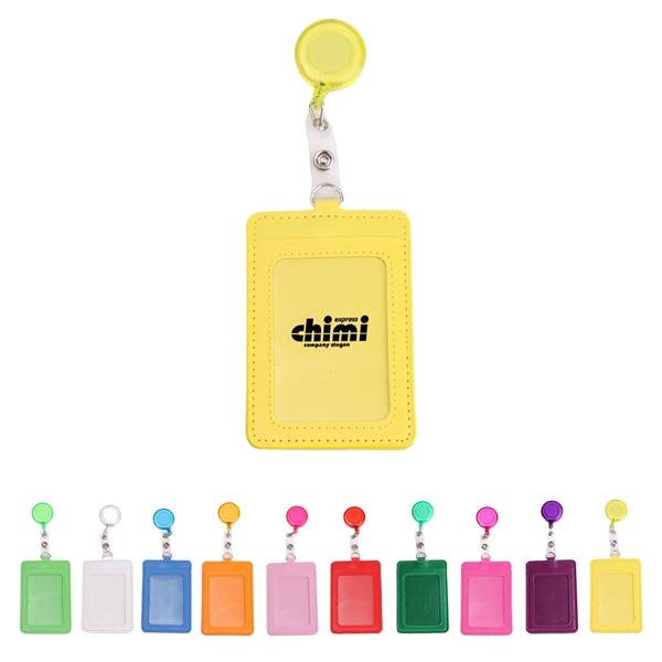 Square Shaped Retractable Id Credit Card Badge Holder