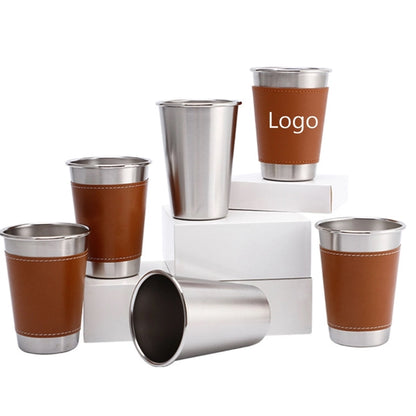 Cups With Leather Sleeves