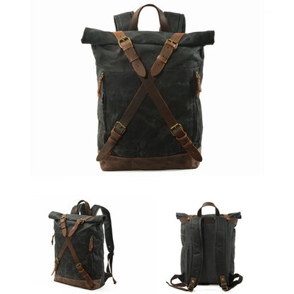 Vintage Waxed Canvas Cowhide Backpack