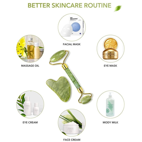Jade Roller Gua Sha Facial Tools Set