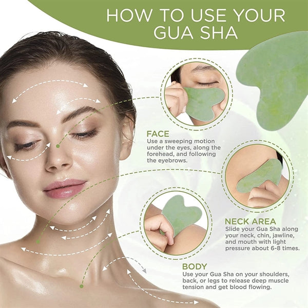Jade Roller Gua Sha Facial Tools Set
