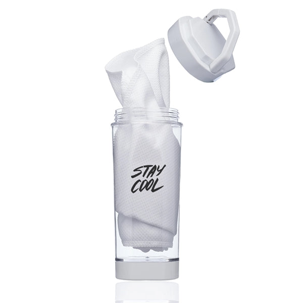 2-in-1 Cool Down Sports Kits Bottle w/ Towel & Phone Holder