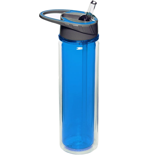 19 oz. BPA Plastic Double Wall Sports Bottle w/ Flip-top lid