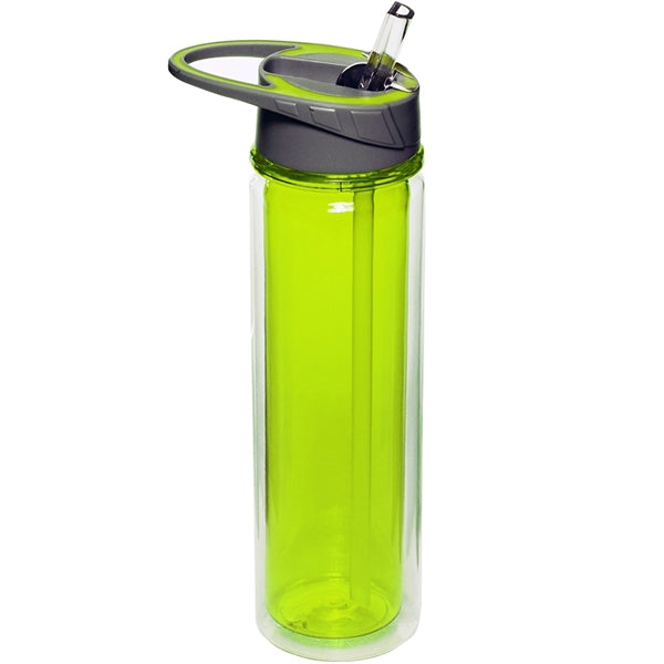 19 oz. BPA Plastic Double Wall Sports Bottle w/ Flip-top lid