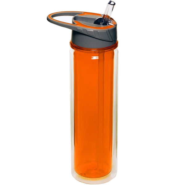 19 oz. BPA Plastic Double Wall Sports Bottle w/ Flip-top lid