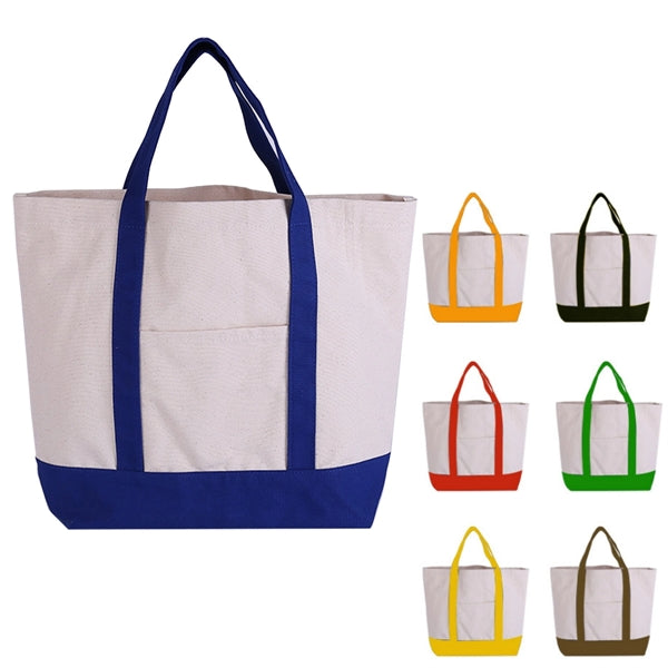 Color Block Canvas Shopping Tote Bag