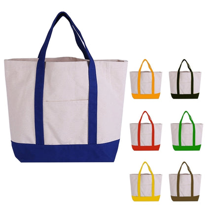 Color Block Canvas Shopping Tote Bag