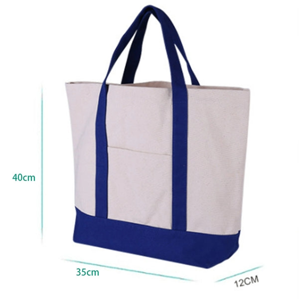 Color Block Canvas Shopping Tote Bag