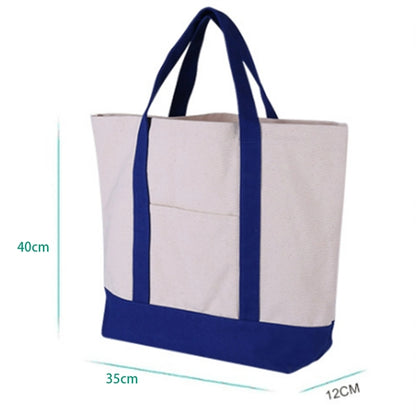 Color Block Canvas Shopping Tote Bag